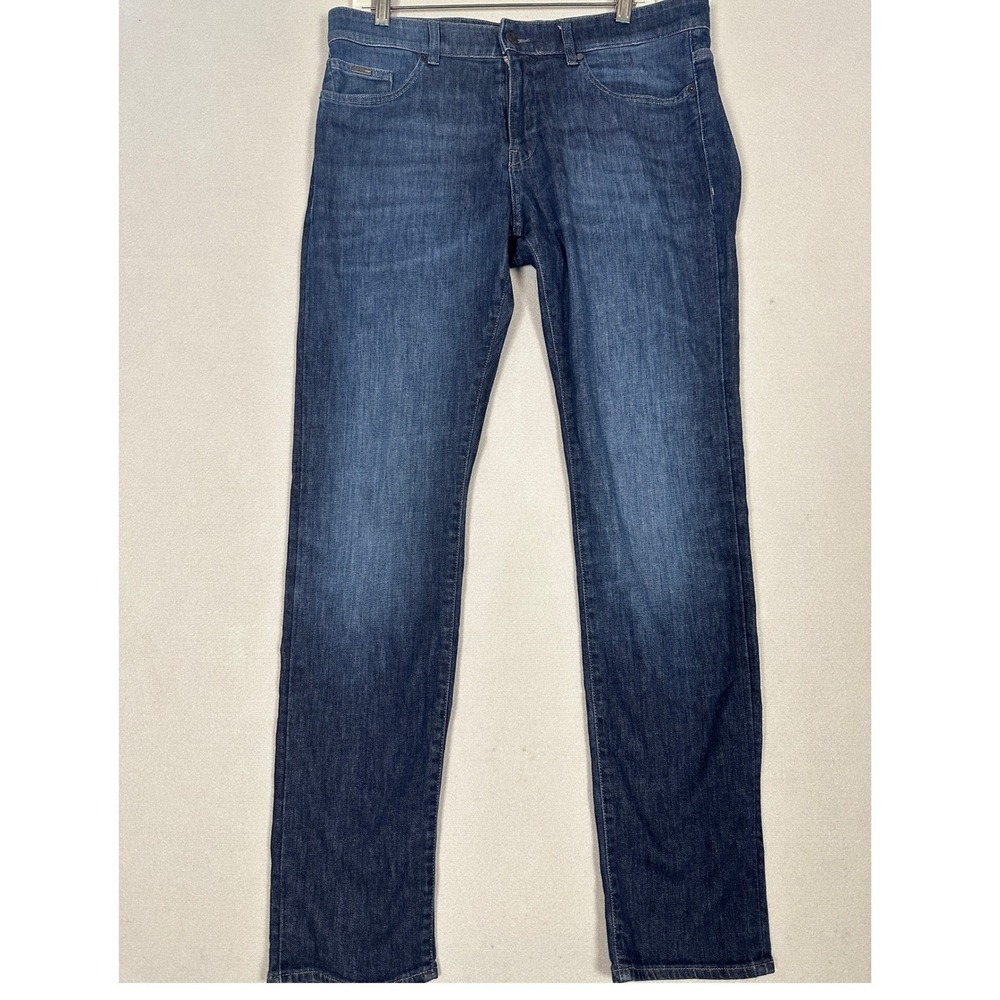 Hugo Boss Jeans Mens 34X32 Blue Slim Fit Tapered Distressed Lightweight Denim